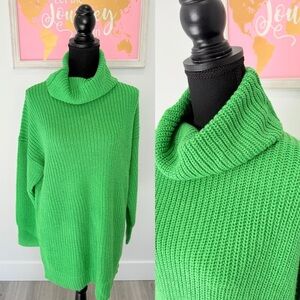 ONLY Knit Green Oversized Turtleneck Sweater (S)
